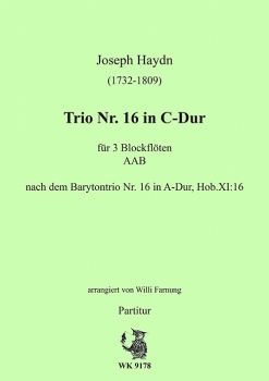 Haydn, Joseph - Trio Nr. 16 in C-Dur  für 3 Blockflöten (AAB)